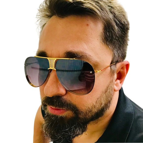 Aviator Sunglasses Gold Frame Gradient Lens Fashion Sun Glasses Men Lentes Gafas - Picture 1 of 3